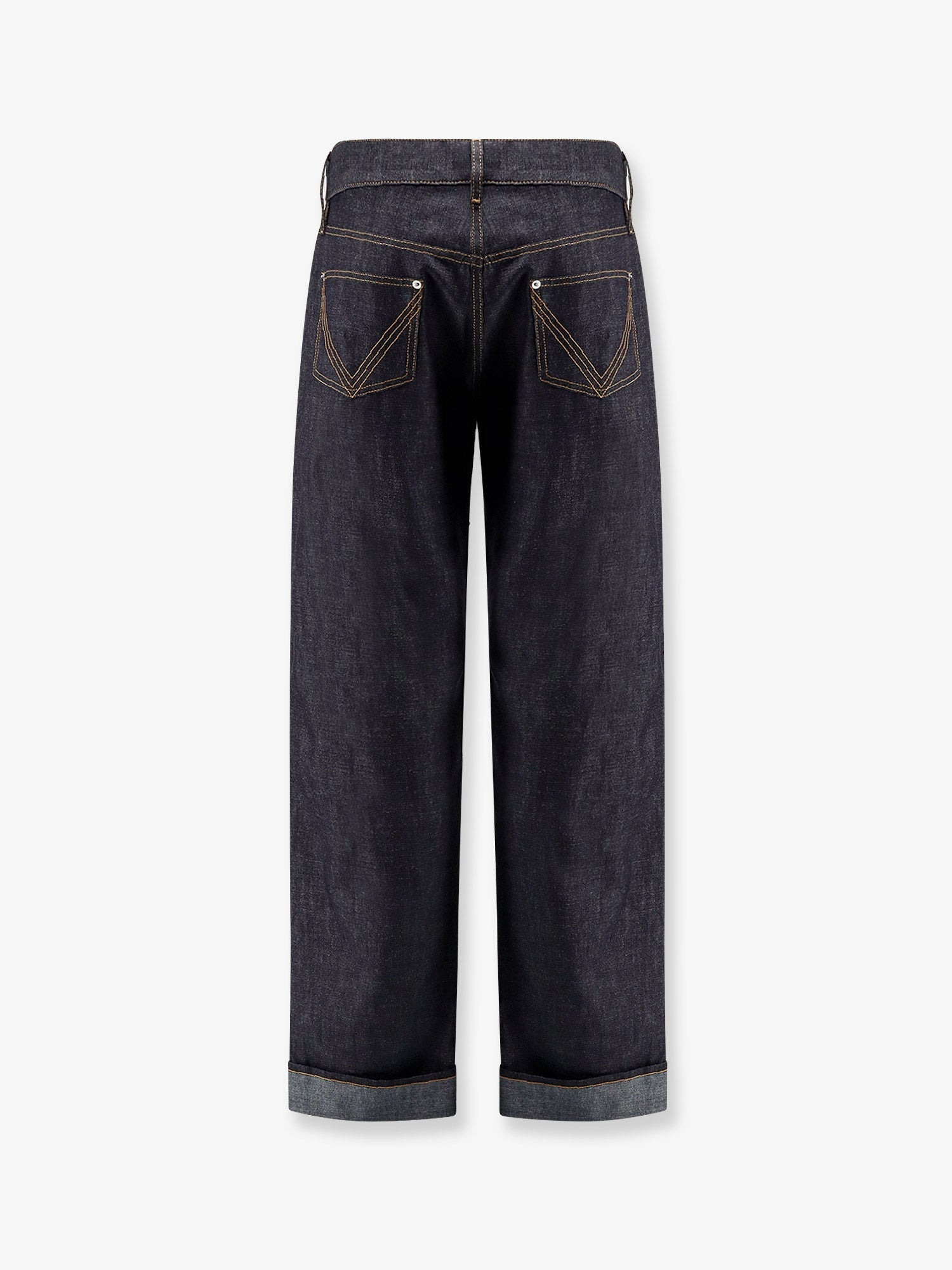 Bottega Veneta Men Indigo Wide Leg Jeans With Turn Ups - 4