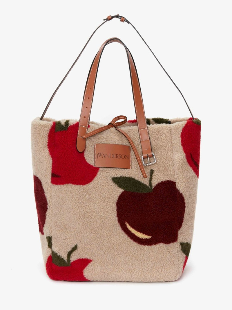 BELT TOTE - FLEECE TOTE BAG WITH APPLE MOTIF 6