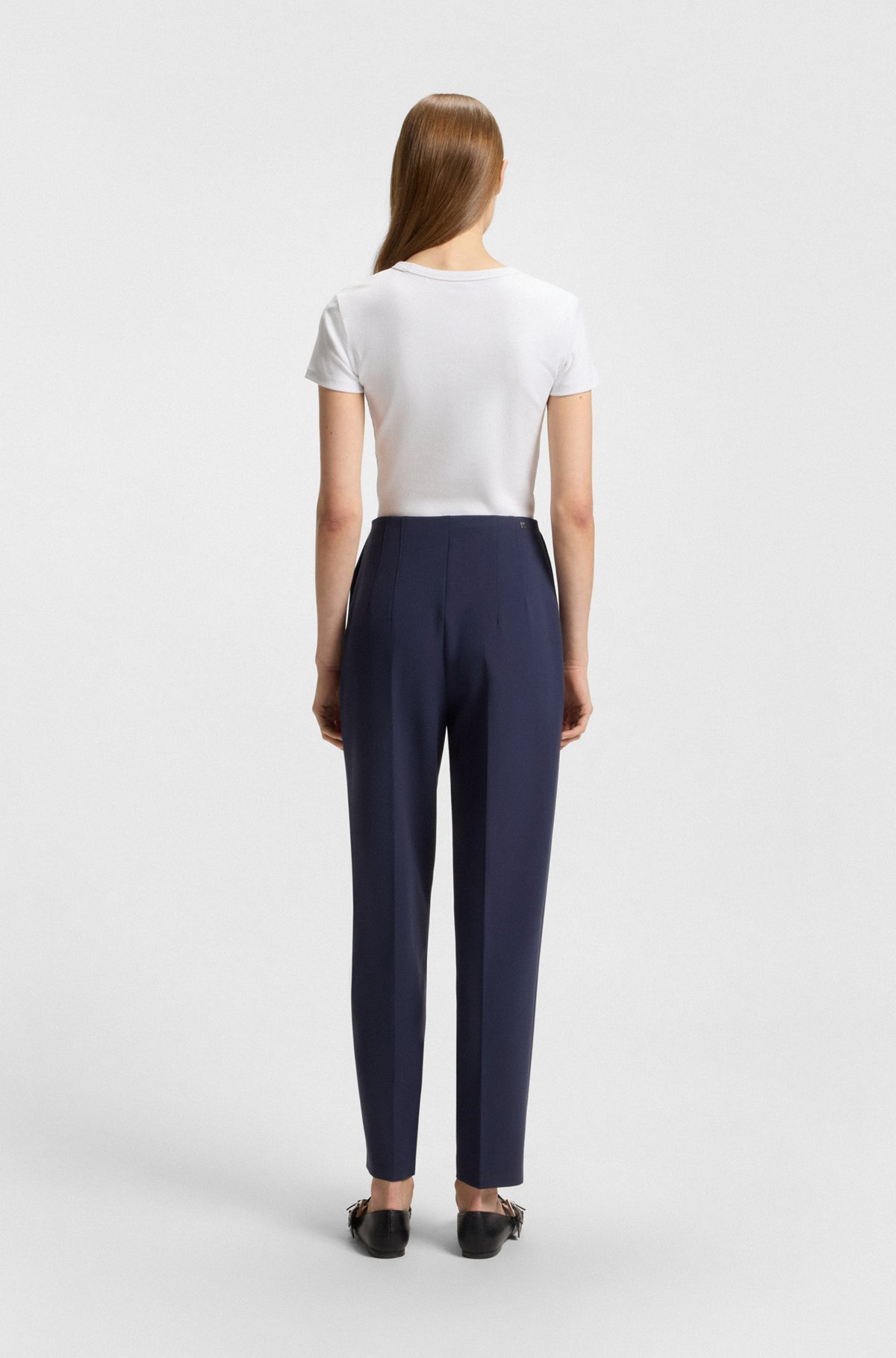 REGULAR-FIT PANTS WITH WIDE LEG IN STRETCH FABRIC - 4