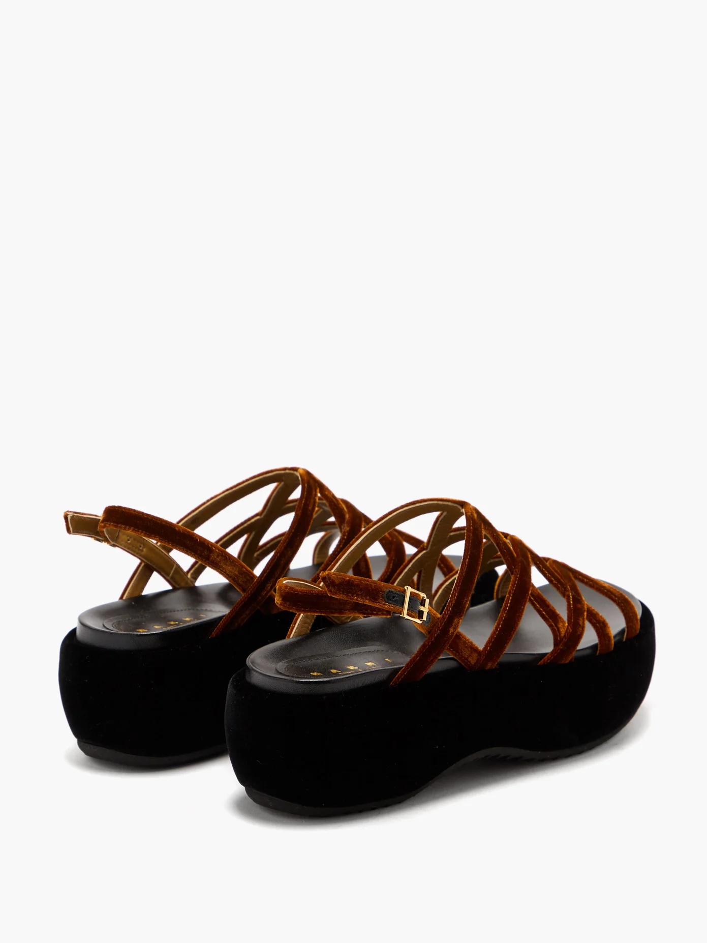 Flatform velvet slingback sandals - 4