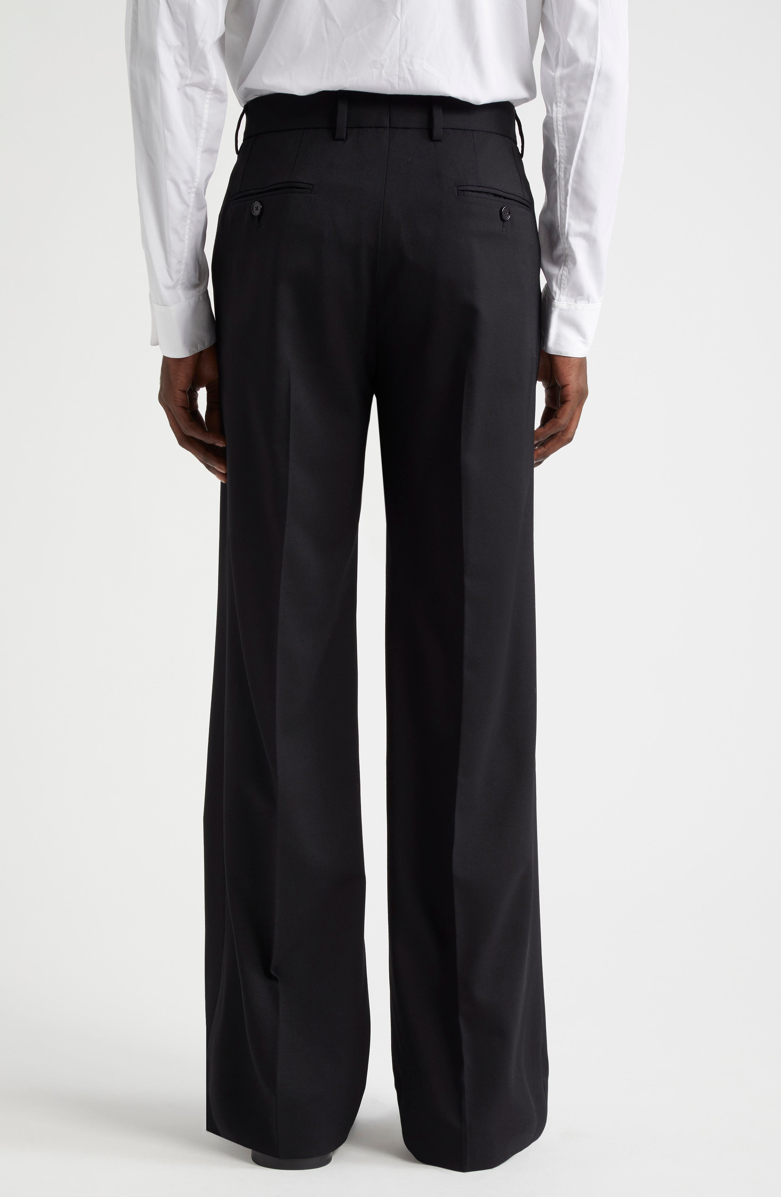 Dolce&Gabbana Pintuck Stretch Virgin Wool Straight Leg Pants in N0000 Nero at Nordstrom - 2