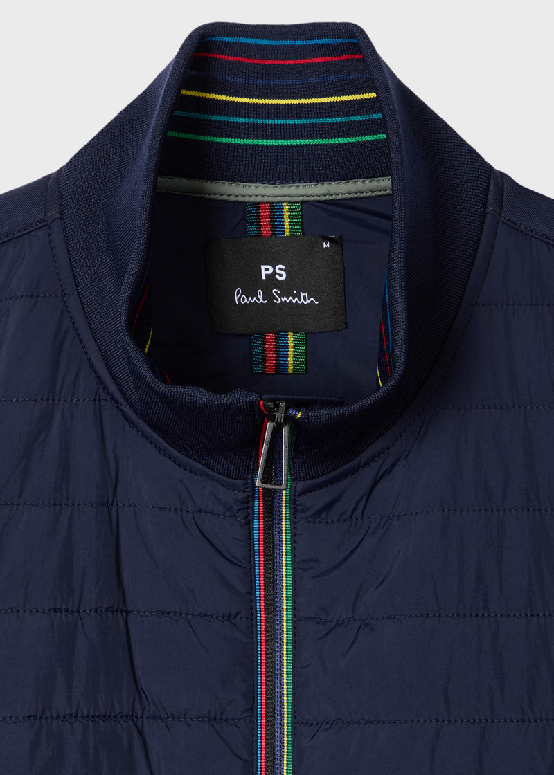 Paul Smith Navy Quilted Mixed Media Jacket outlook