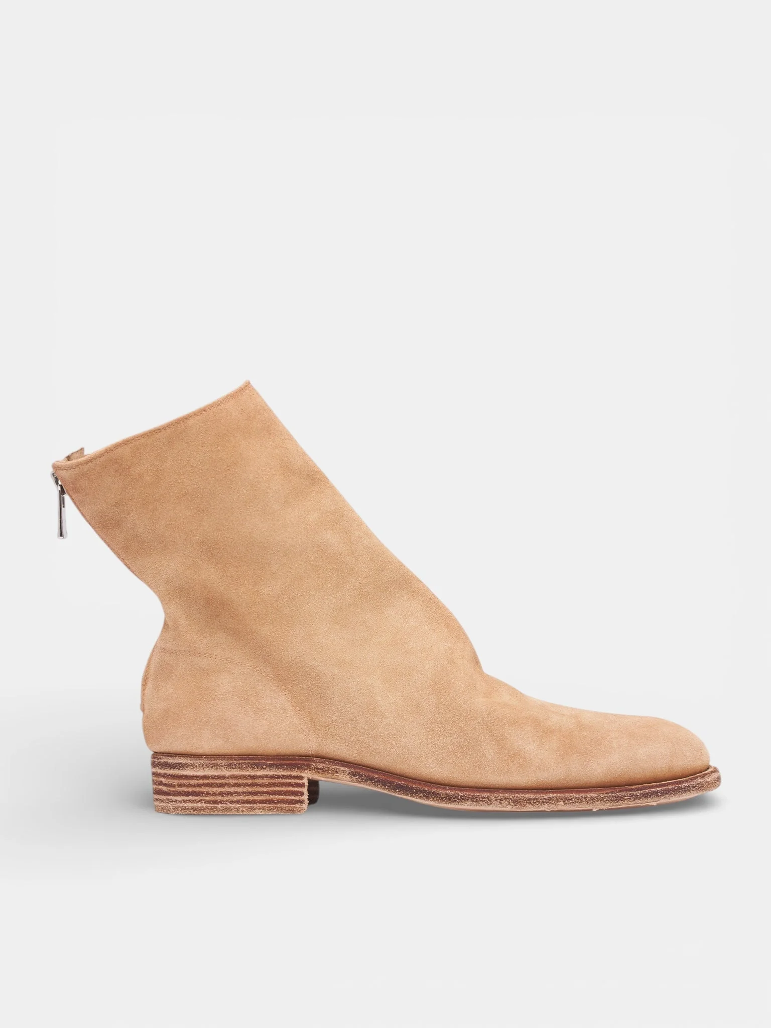 Reverse Leather Back Zip Boots - 1