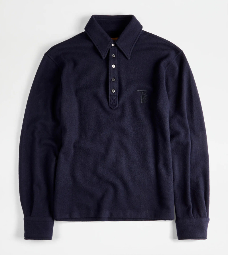 TOD'S CASHMERE BLEND POLO SHIRT - BLUE 1