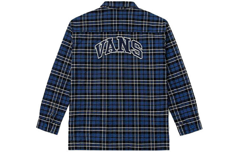 Vans (WMNS) Vans Contrasting Colors Plaid Logo Printing Long Sleeves Blue Shirt VN0A7TNT2T9 outlook