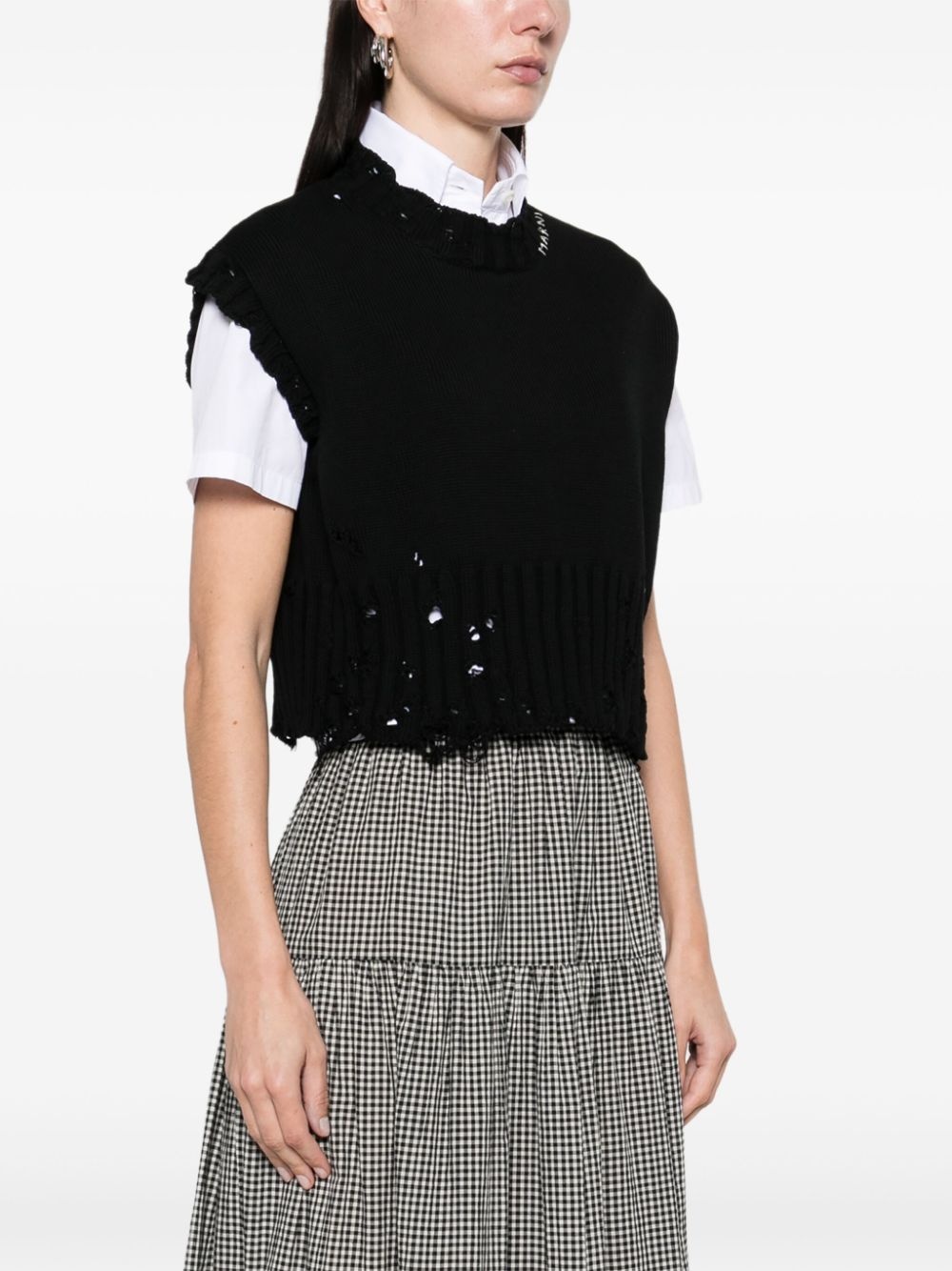 distressed-effect vest - 3