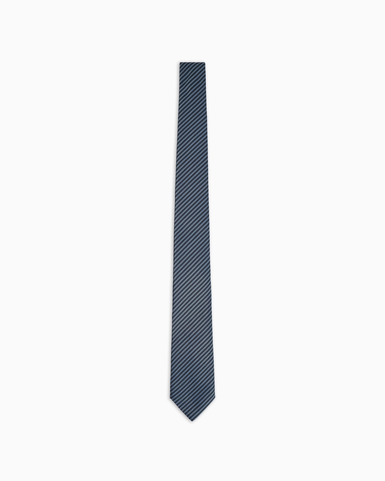 PURE SILK TIE WITH GEOMETRIC JACQUARD MOTIF - 1