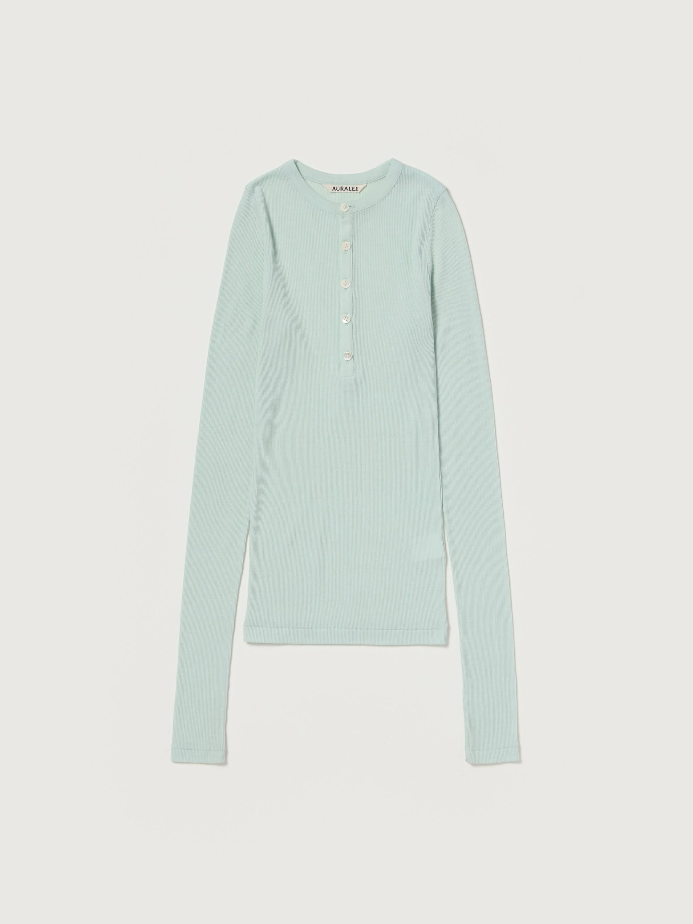 WOOL SILK SOFT RIB HENLEY - 1