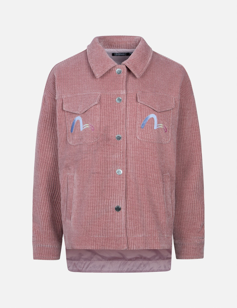 EVISU Gradient Shimmering Logo Print Oversized Corduroy Shirt Jacket outlook