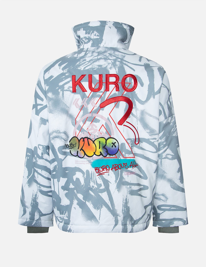 EVISU Allover Graffiti Print Stand-Collar Padded Jacket outlook