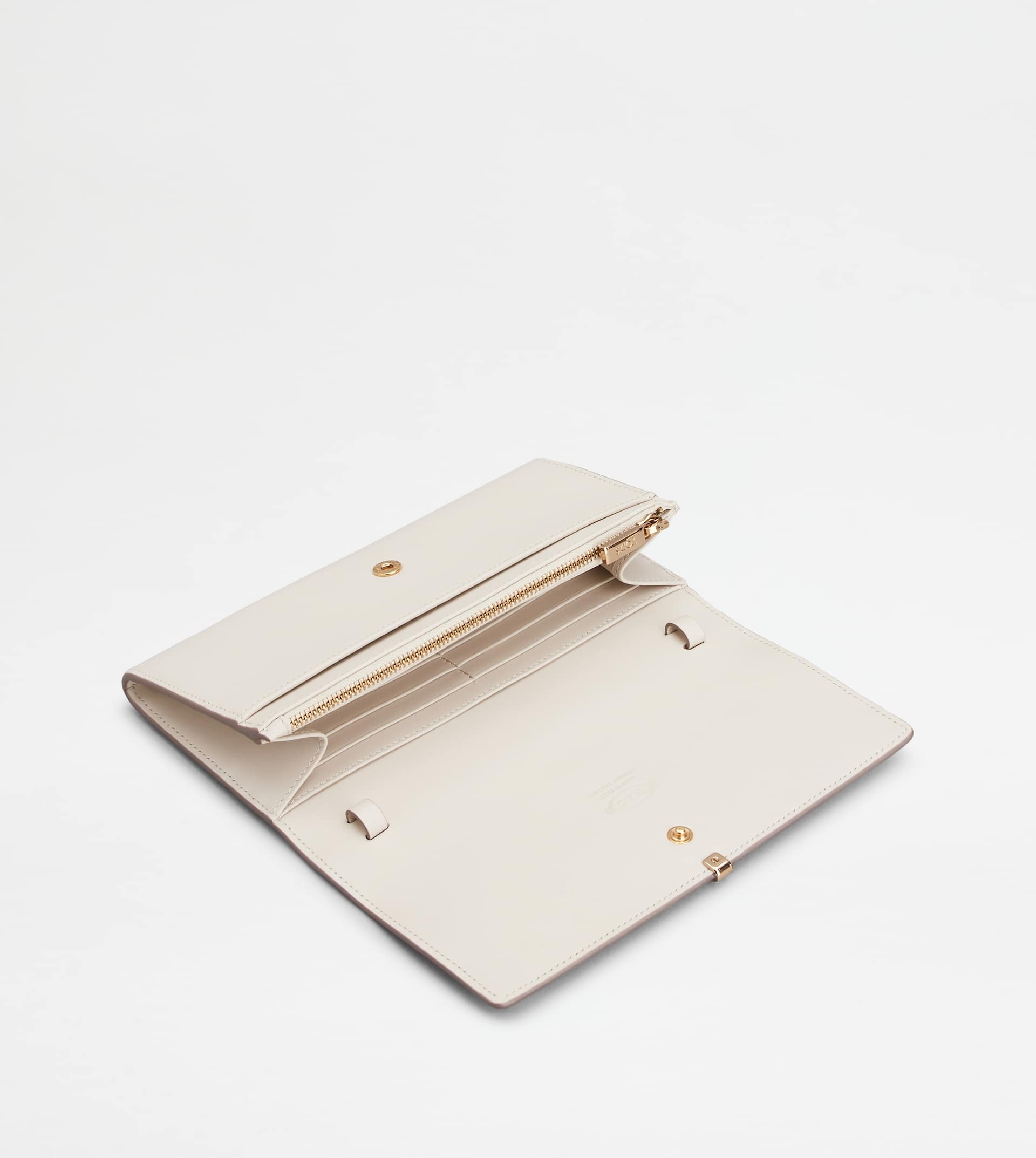 WALLET IN LEATHER WITH SHOULDER STRAP - WHITE - 5