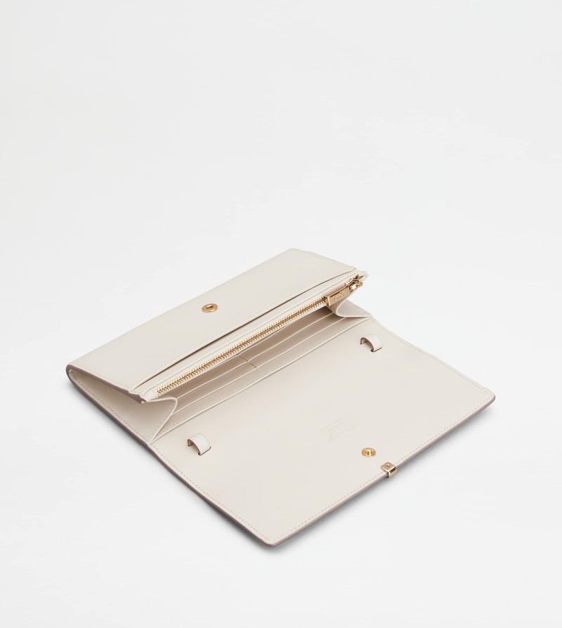 Tod's WALLET IN LEATHER WITH SHOULDER STRAP - WHITE outlook