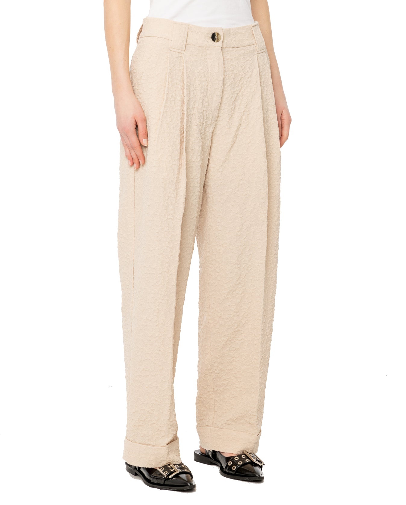 Textured Suiting Mid Waist Pants - 3