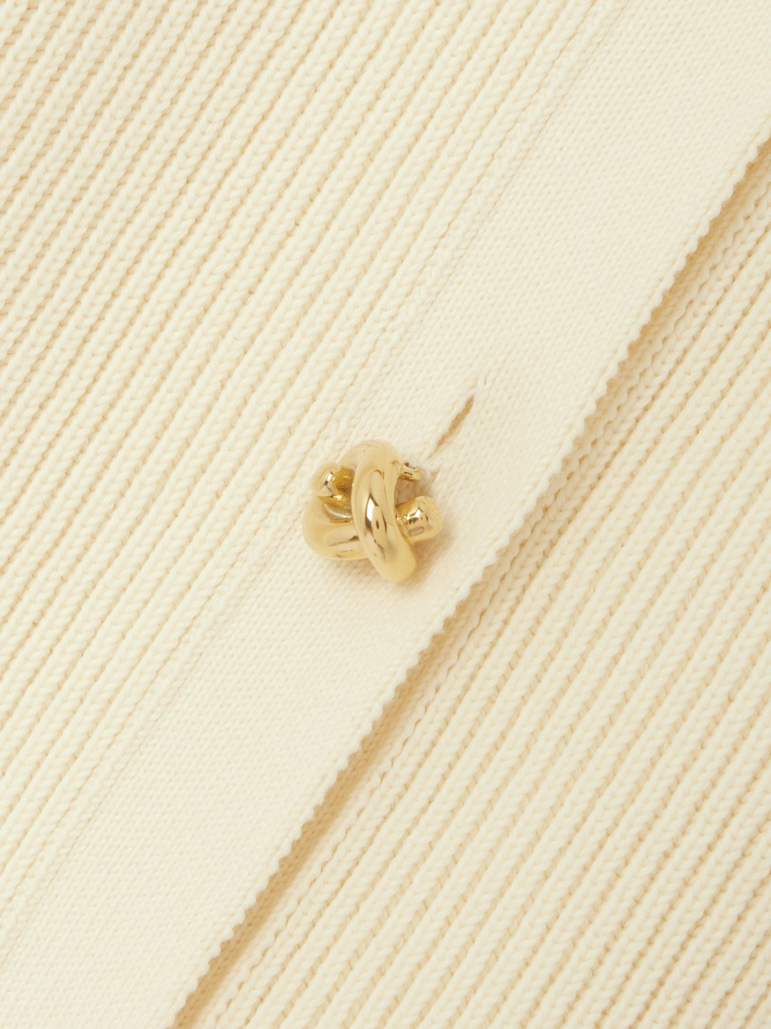 Ribbed cotton cardigan Cream - 4