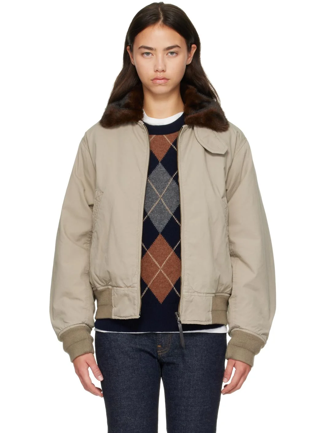Beige Maison Pilot Jacket - 1