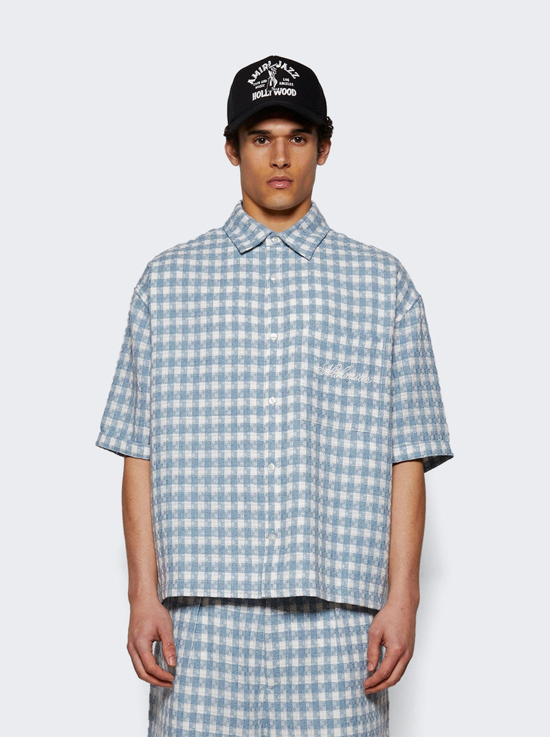 NAHMIAS Plaid Cropped Shirt Steel Blue outlook