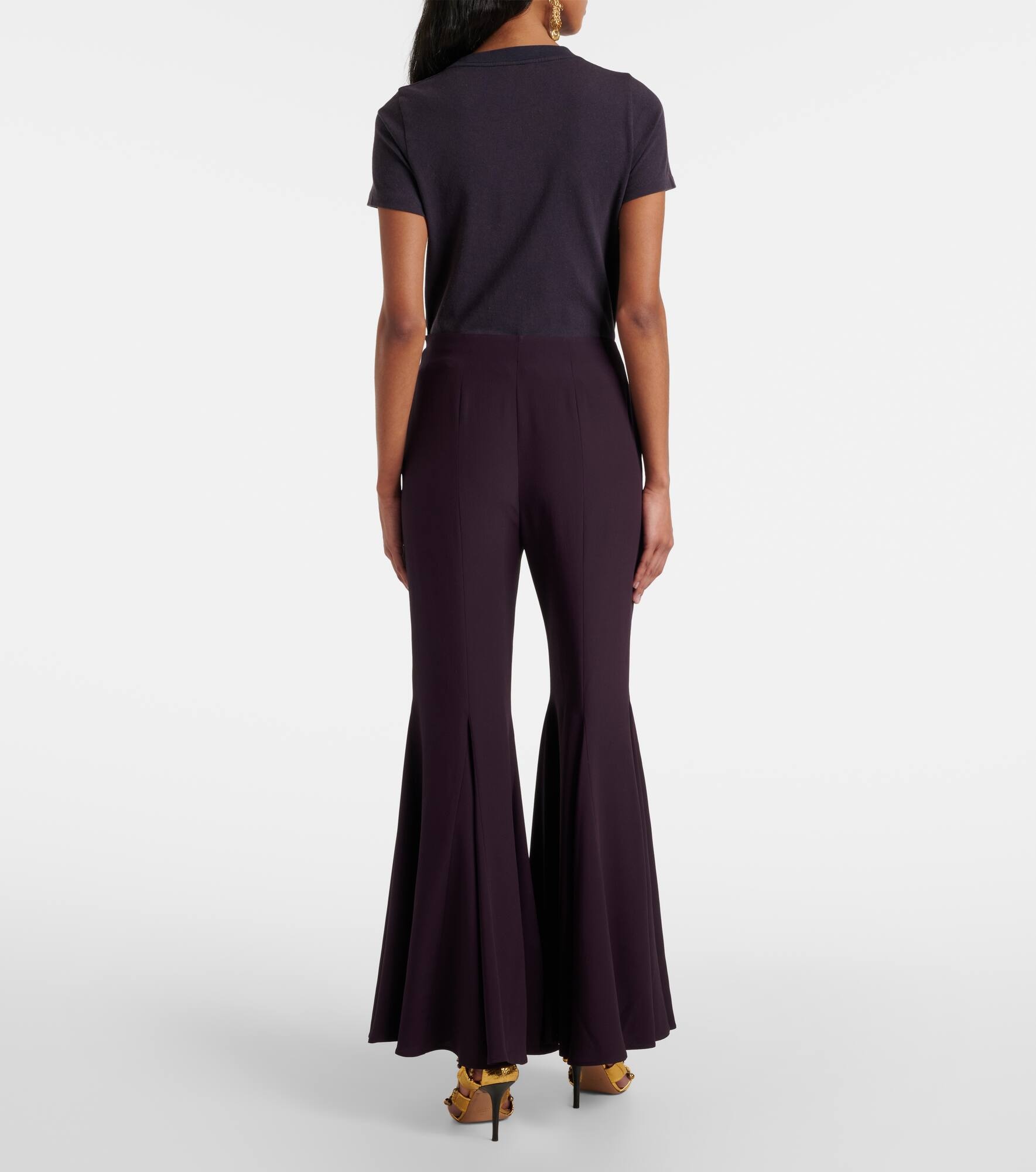 Crêpe satin flared pants - 3