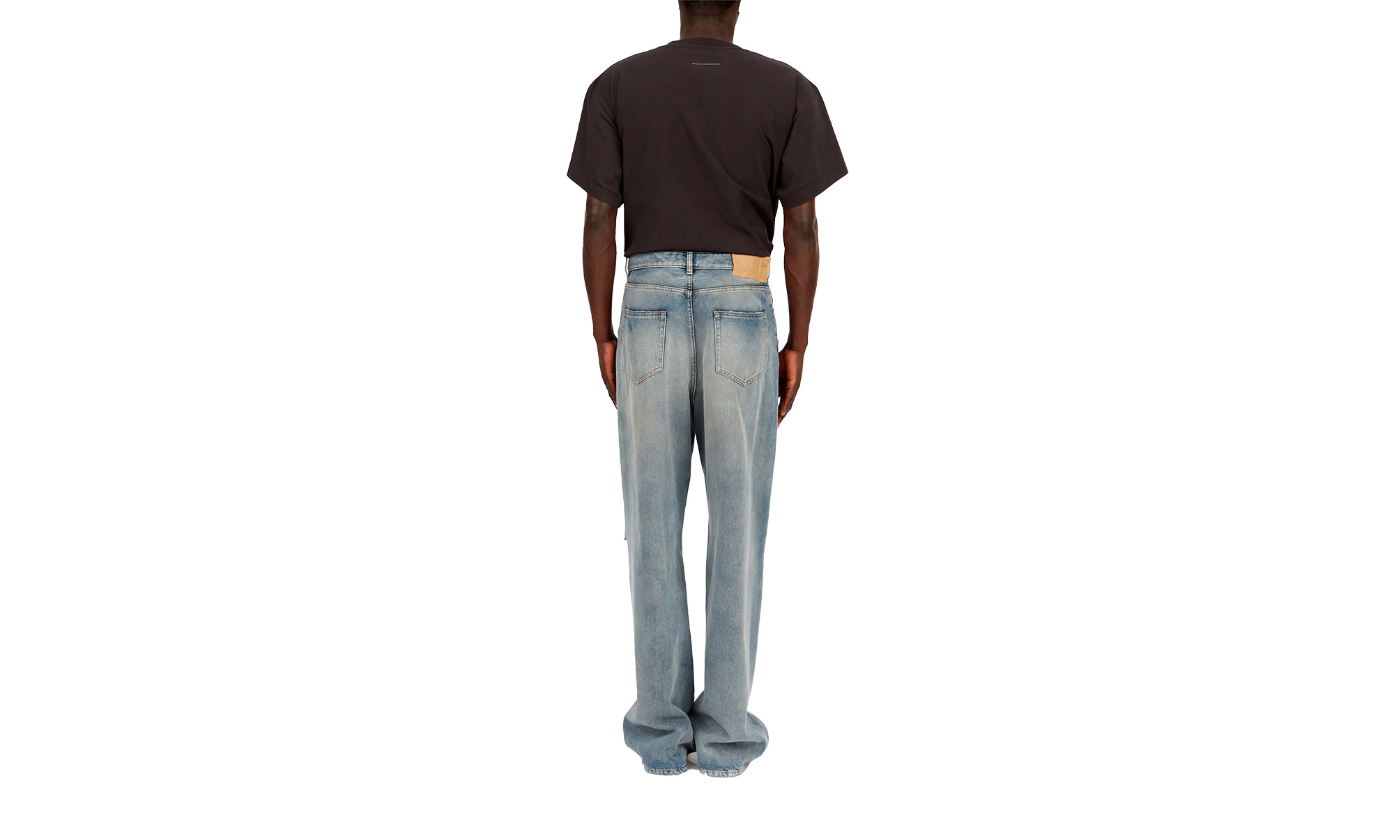 Regular Leg Jeans With Knee Slash "Blue" - 2