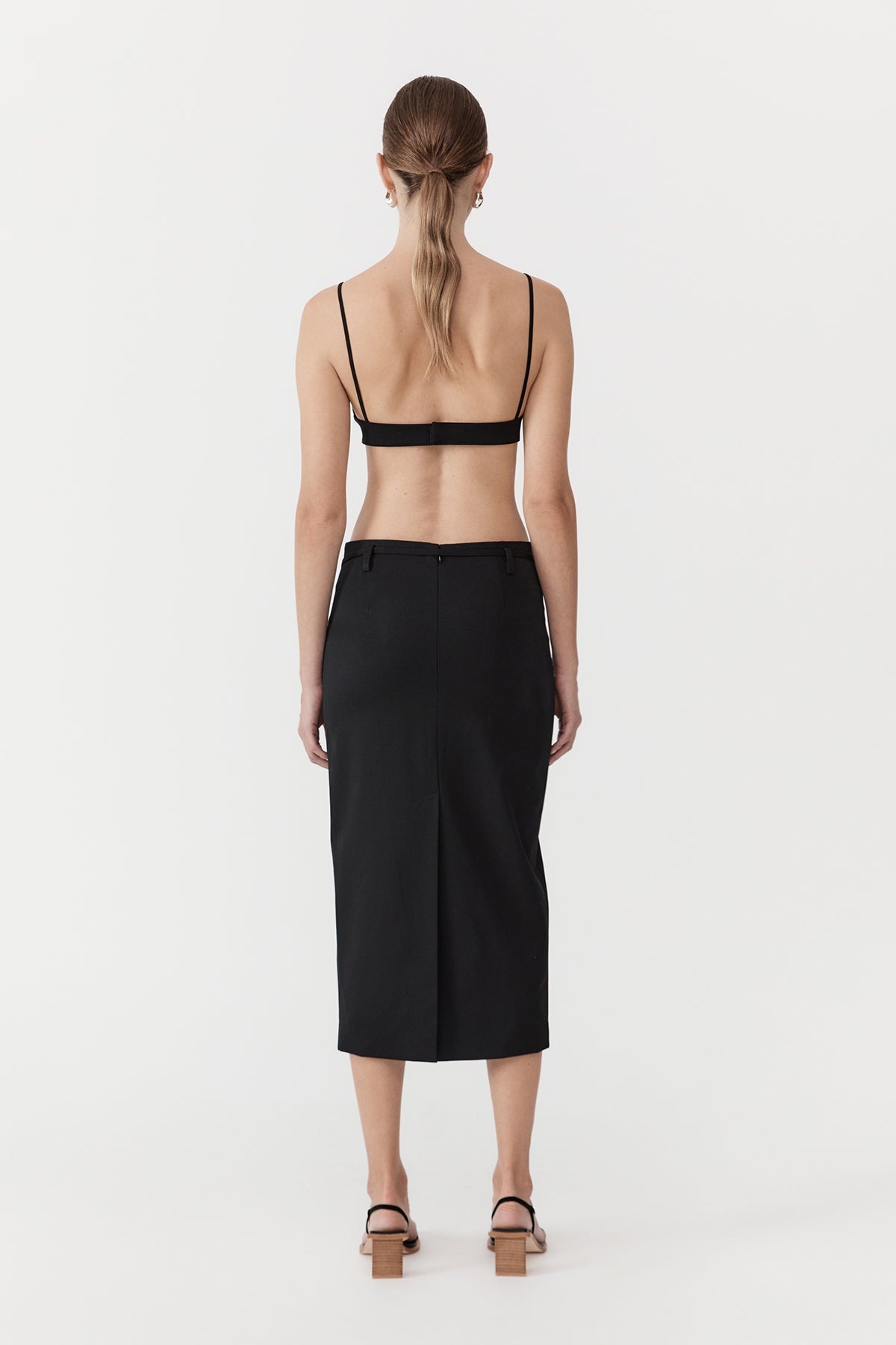 Belted Pencil Skirt - Black - 4