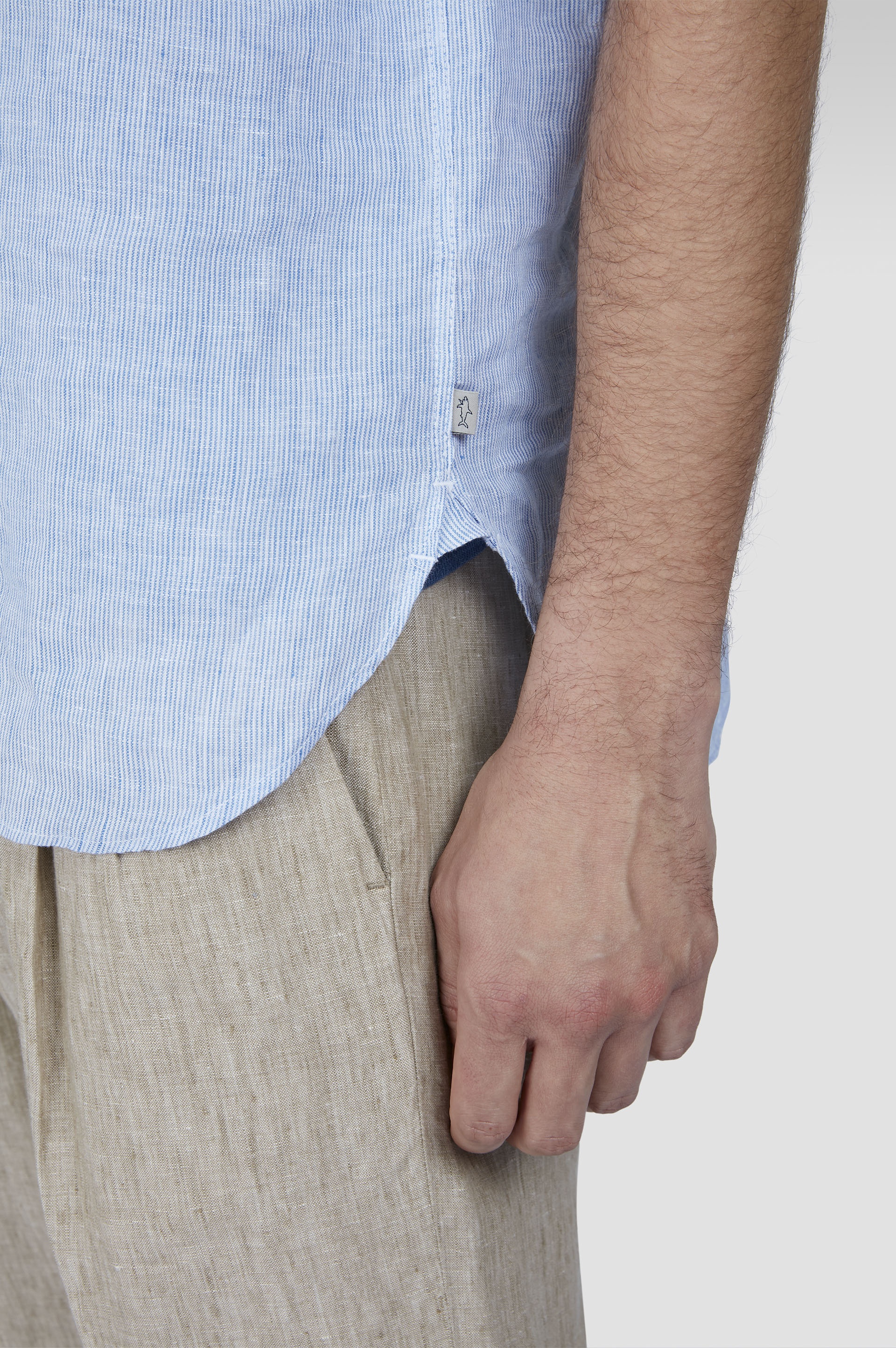 LINEN POPOVER SHIRT WITH SHORT SLEEVES - 6