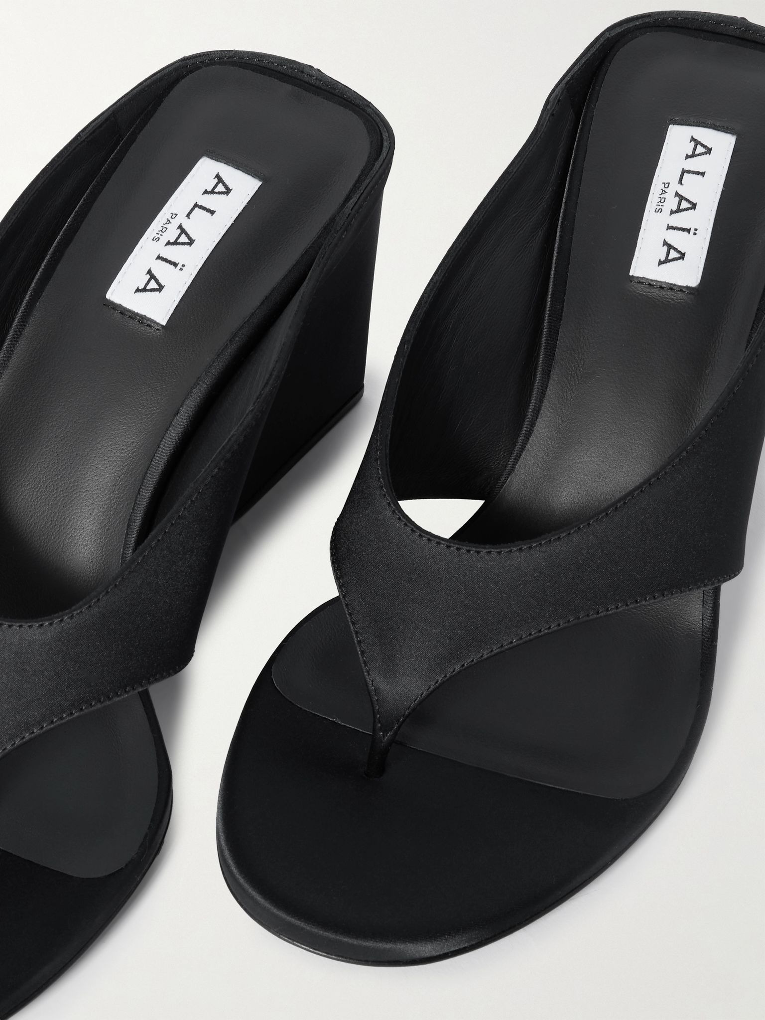 Satin wedge sandals Black - 4