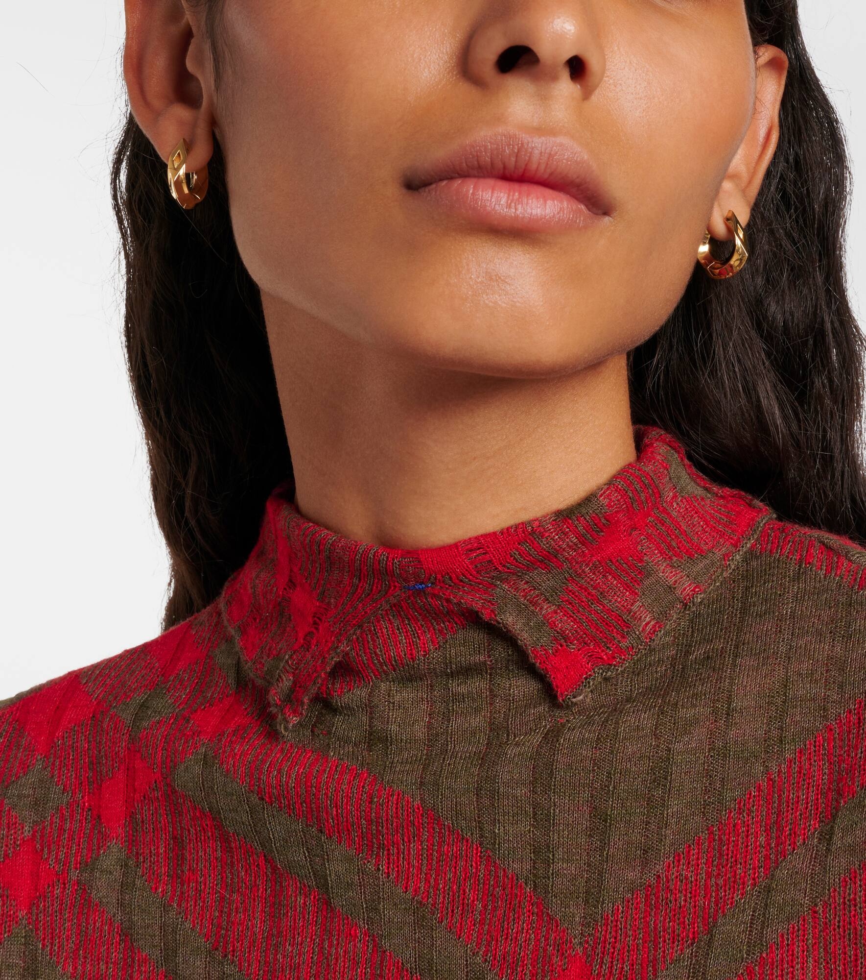 Hollow Small gold-plated sterling silver hoop earrings - 6