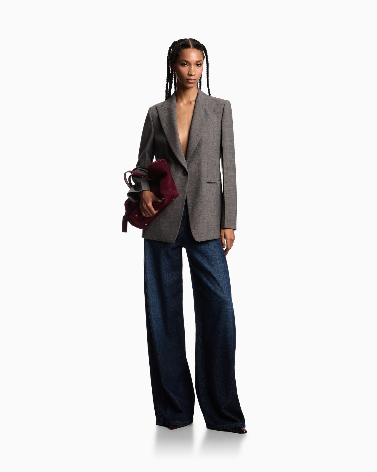 SINGLE-BREASTED BLAZER IN MOULINÉ WOOL CRÊPE - 2