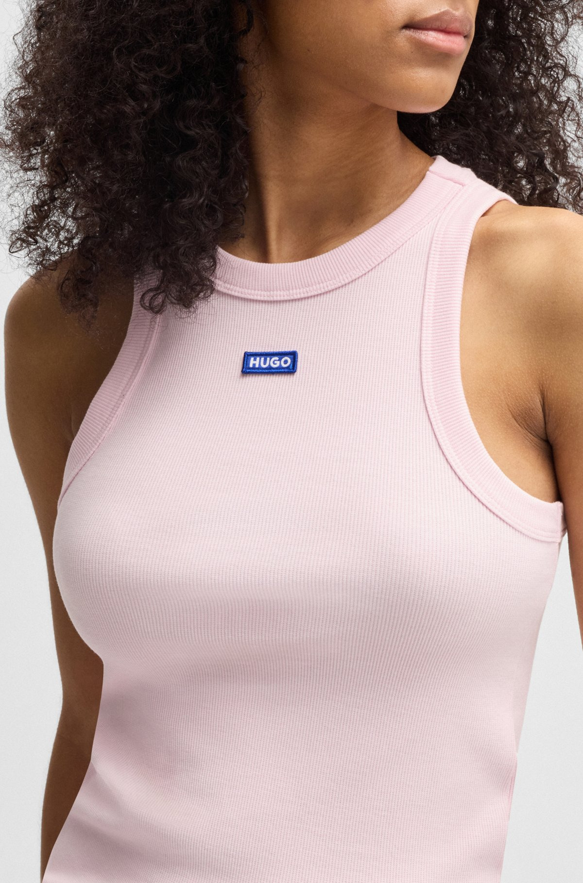 SLIM-FIT STRETCH-COTTON TOP WITH BLUE LOGO BADGE - 5