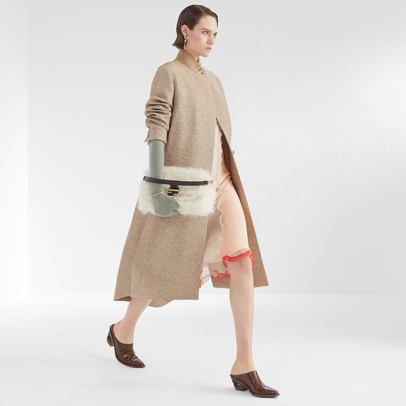 FENDI Beige printed wool coat outlook