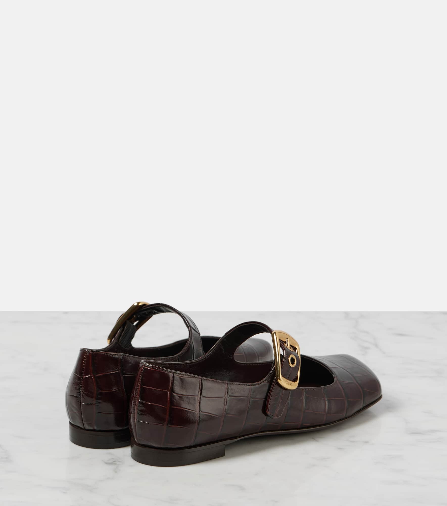 Polly croc-effect leather Mary Jane flats - 2