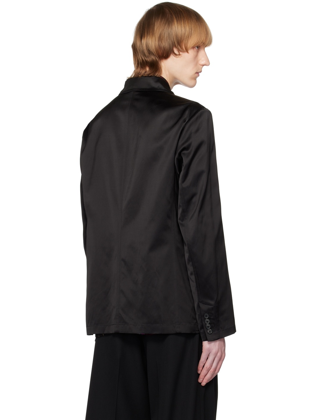 Black Spread Collar Jacket - 3