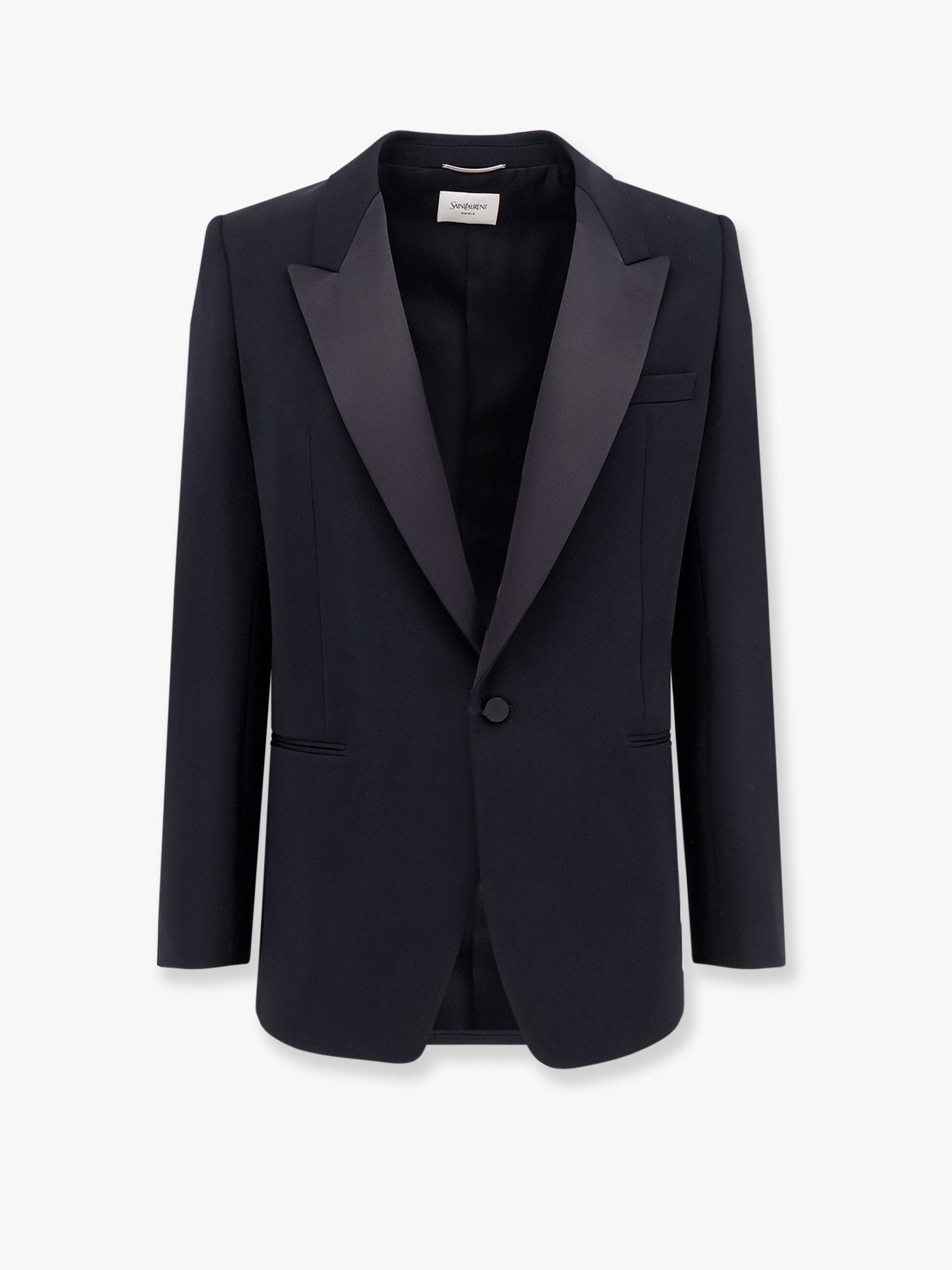 Saint Laurent Certified Wool Blazer With Satin Lapel - 1