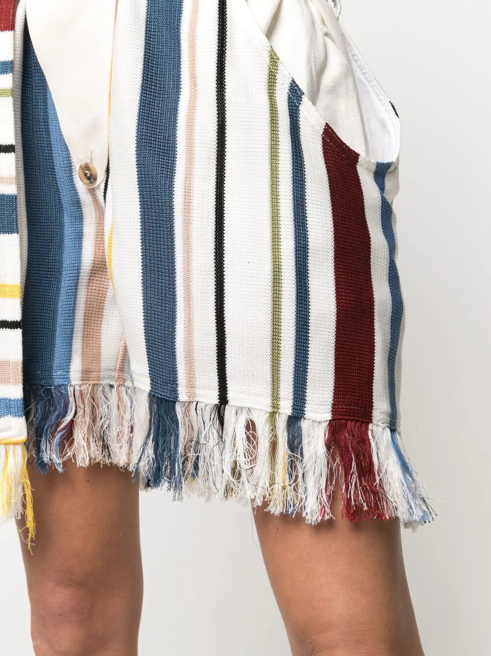 frayed-hem striped shorts - 5