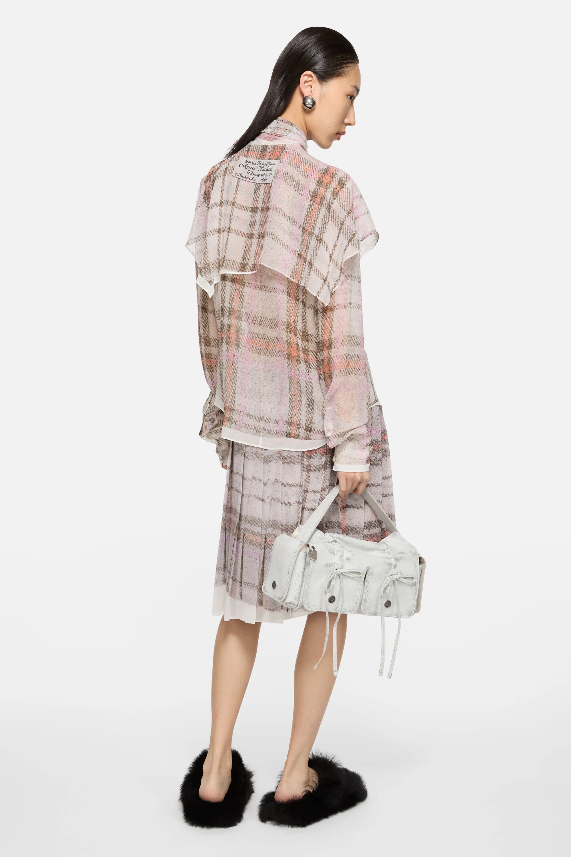 Printed silk blouse - Grey/pink - 3