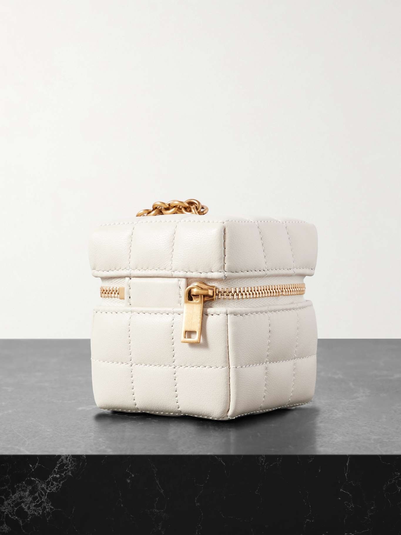 Cassandre Matelassé Carré mini quilted leather pouch White - 3