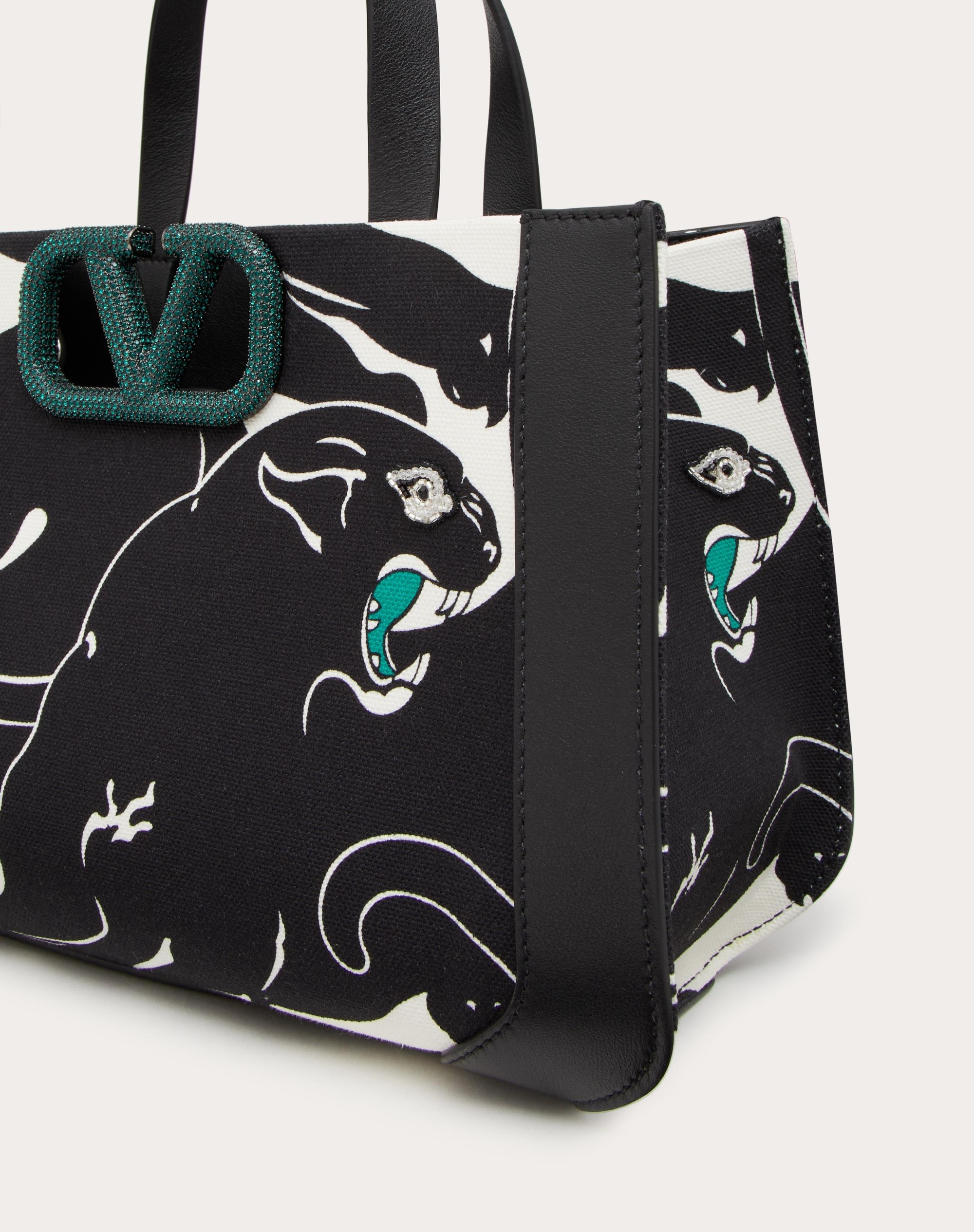 VALENTINO GARAVANI ESCAPE SMALL CANVAS HANDBAG WITH PANTHER PRINT - 8