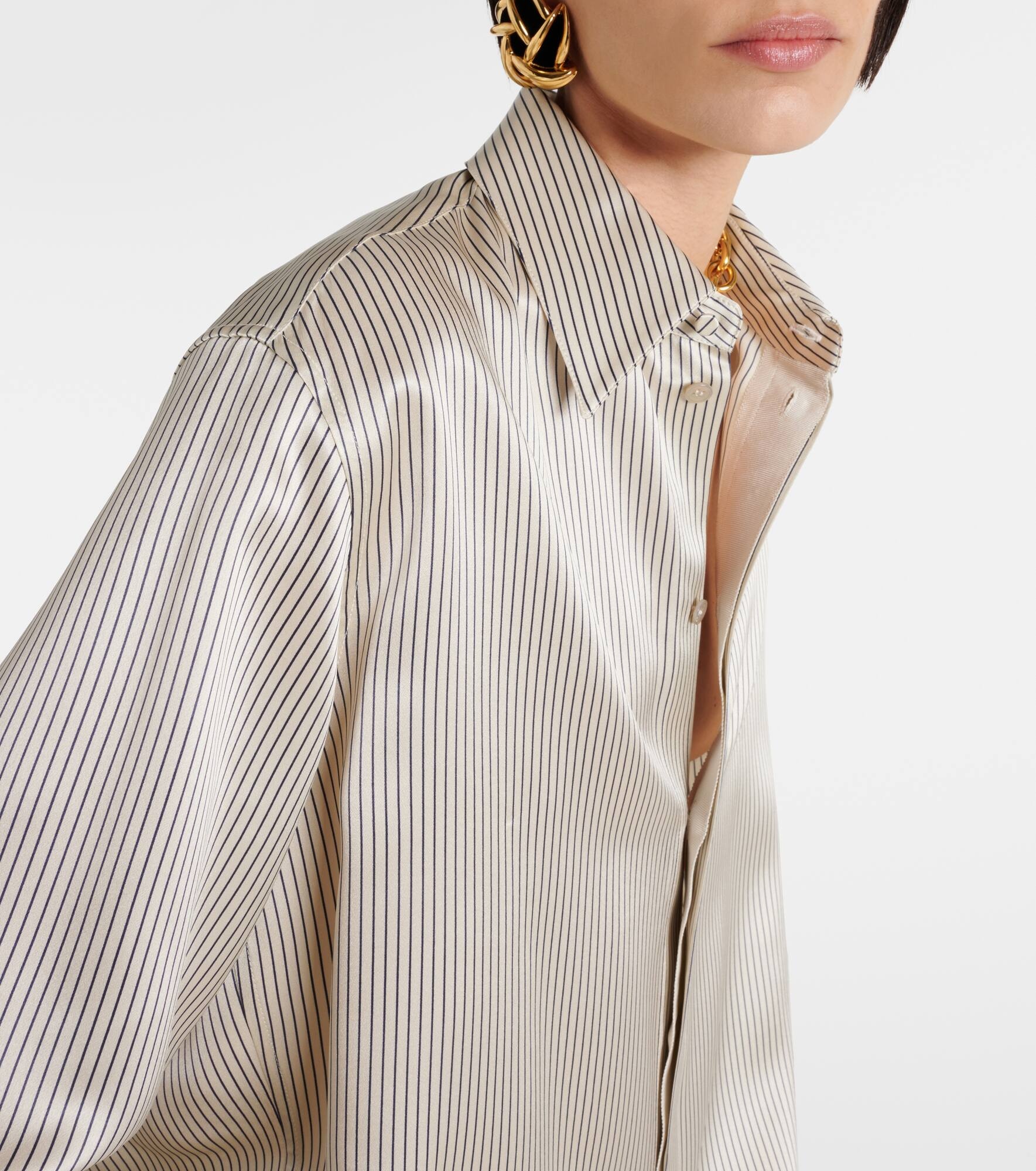 Striped silk satin shirt - 4