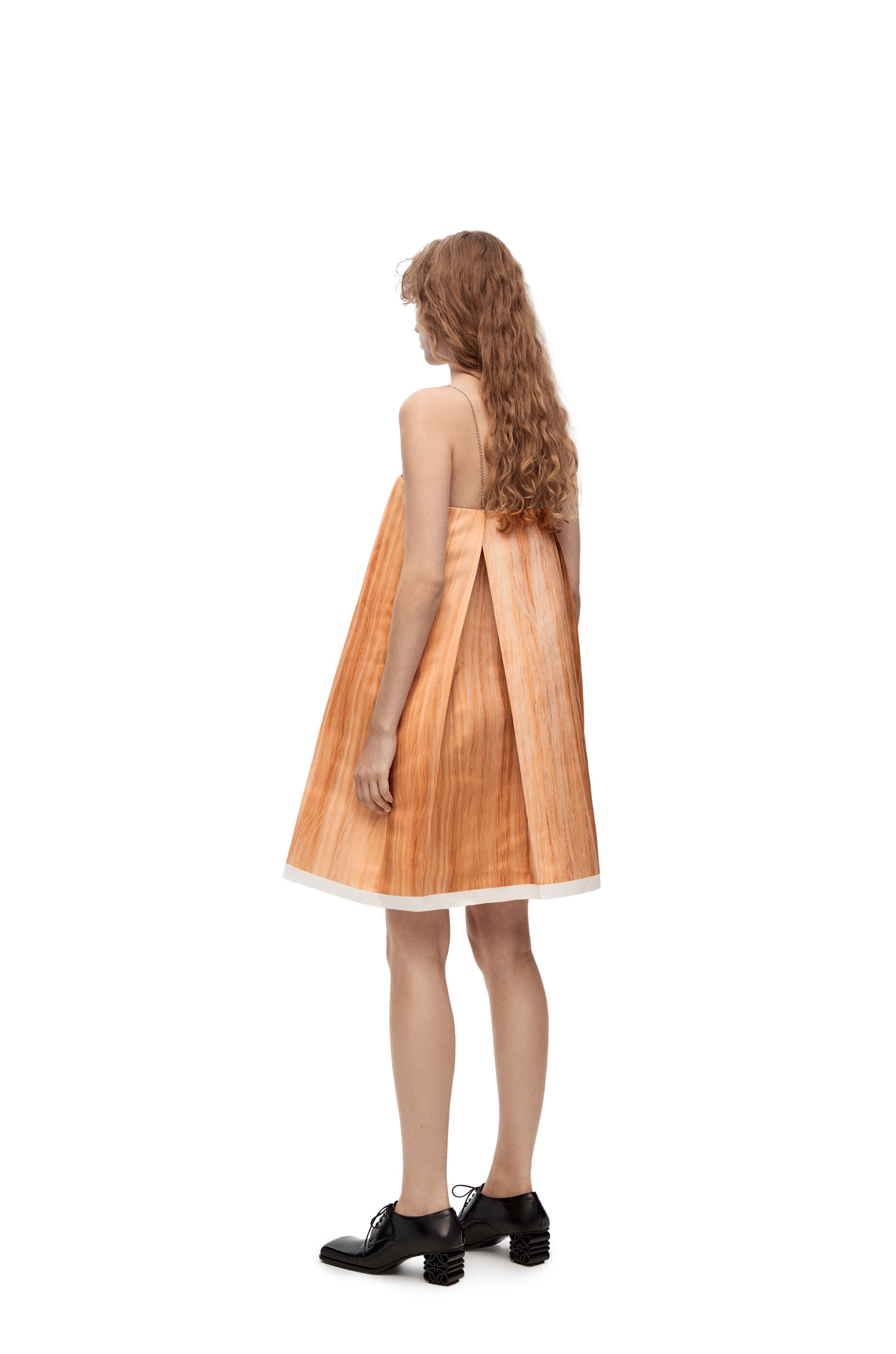 Face print strappy dress in technical duchesse satin - 3