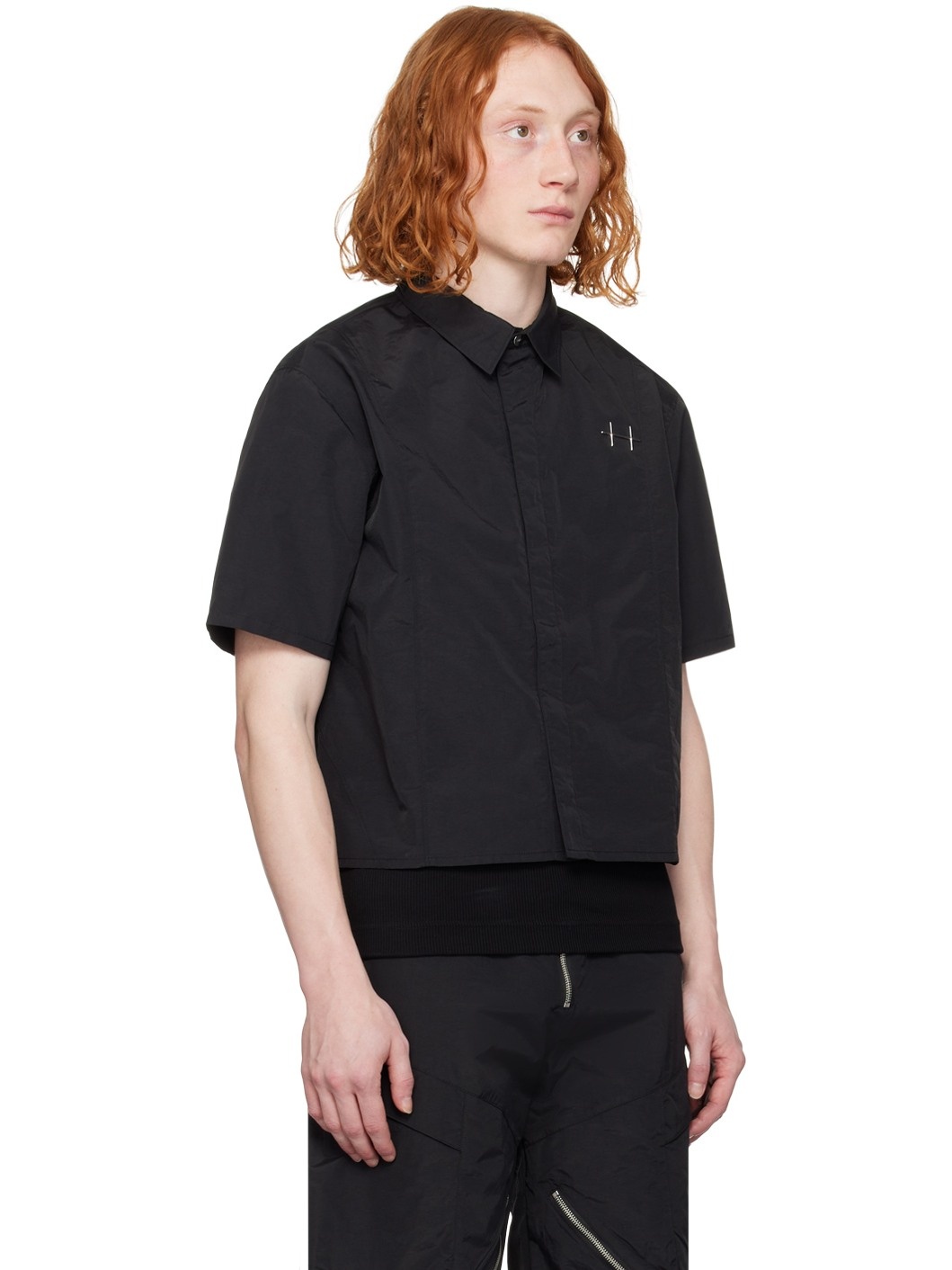 Black Plicate Shirt - 2