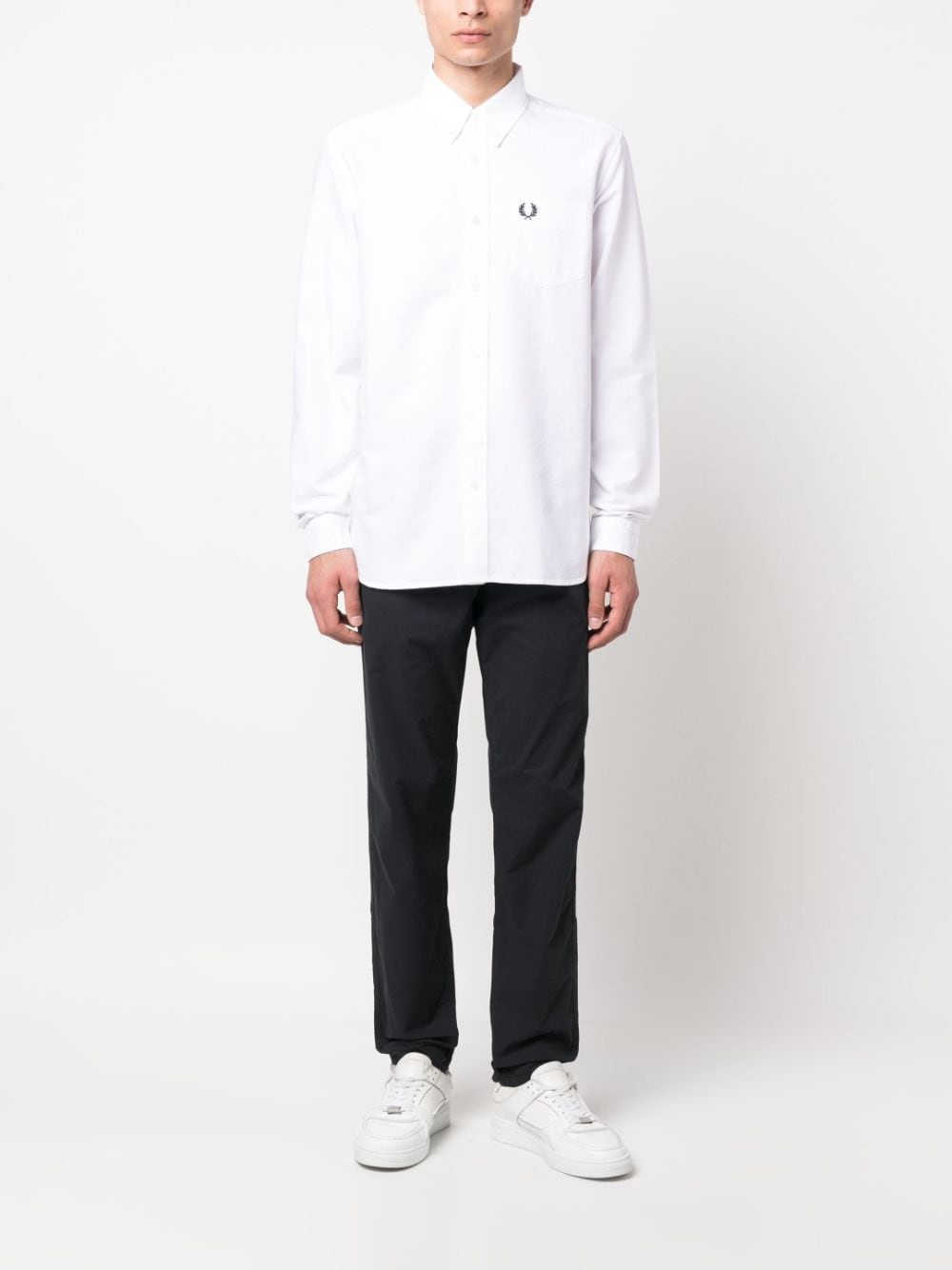 logo-embroidered cotton shirt - 2