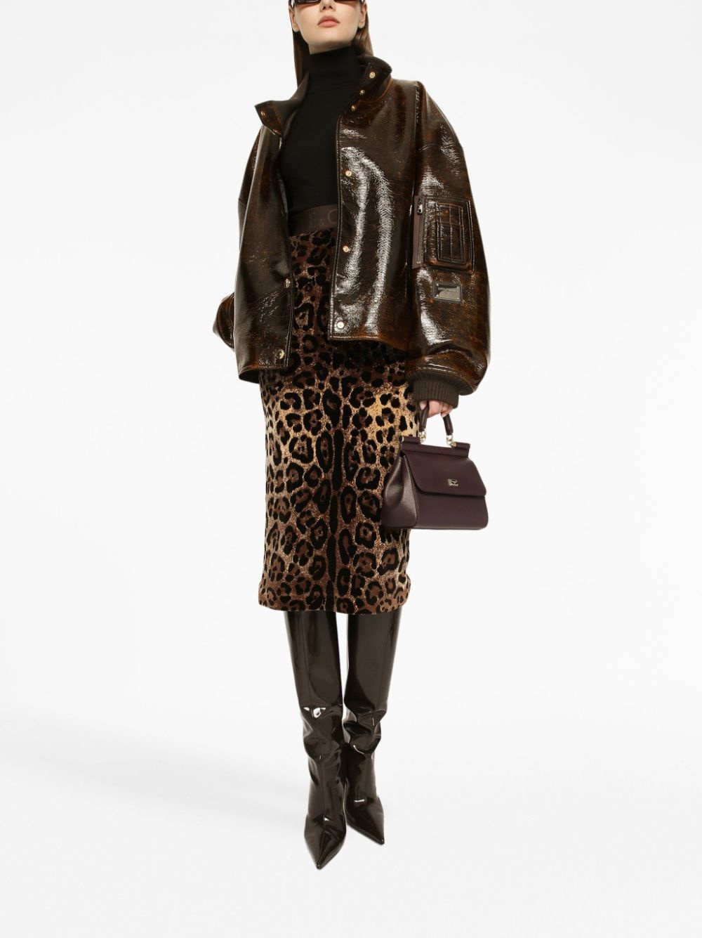 chenille leopard-print midi skirt - 2