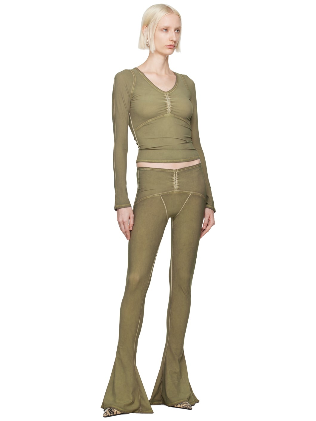 Khaki Ghost Long Sleeve T-Shirt - 5