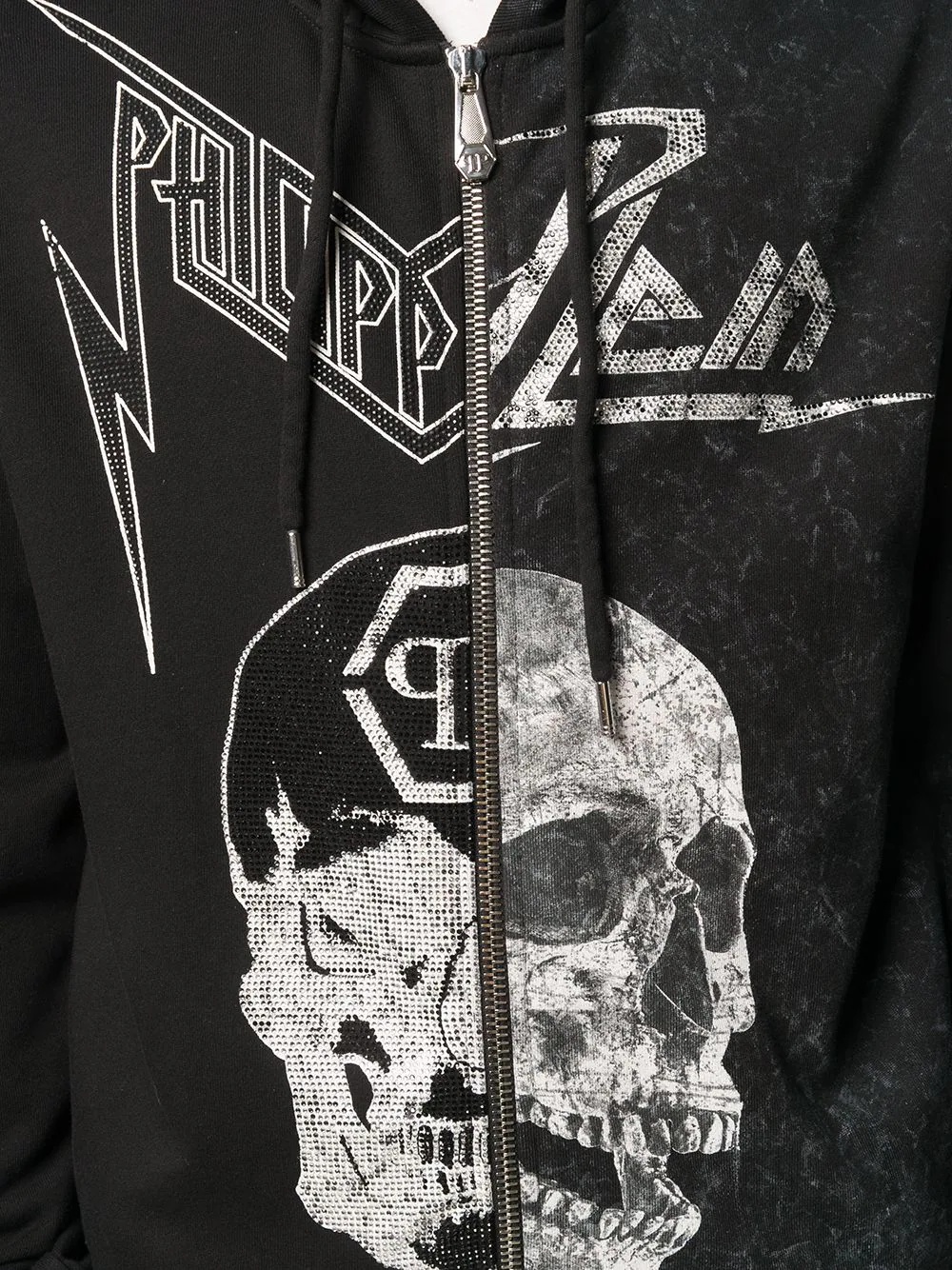 Skull print zipped hoodie - 5