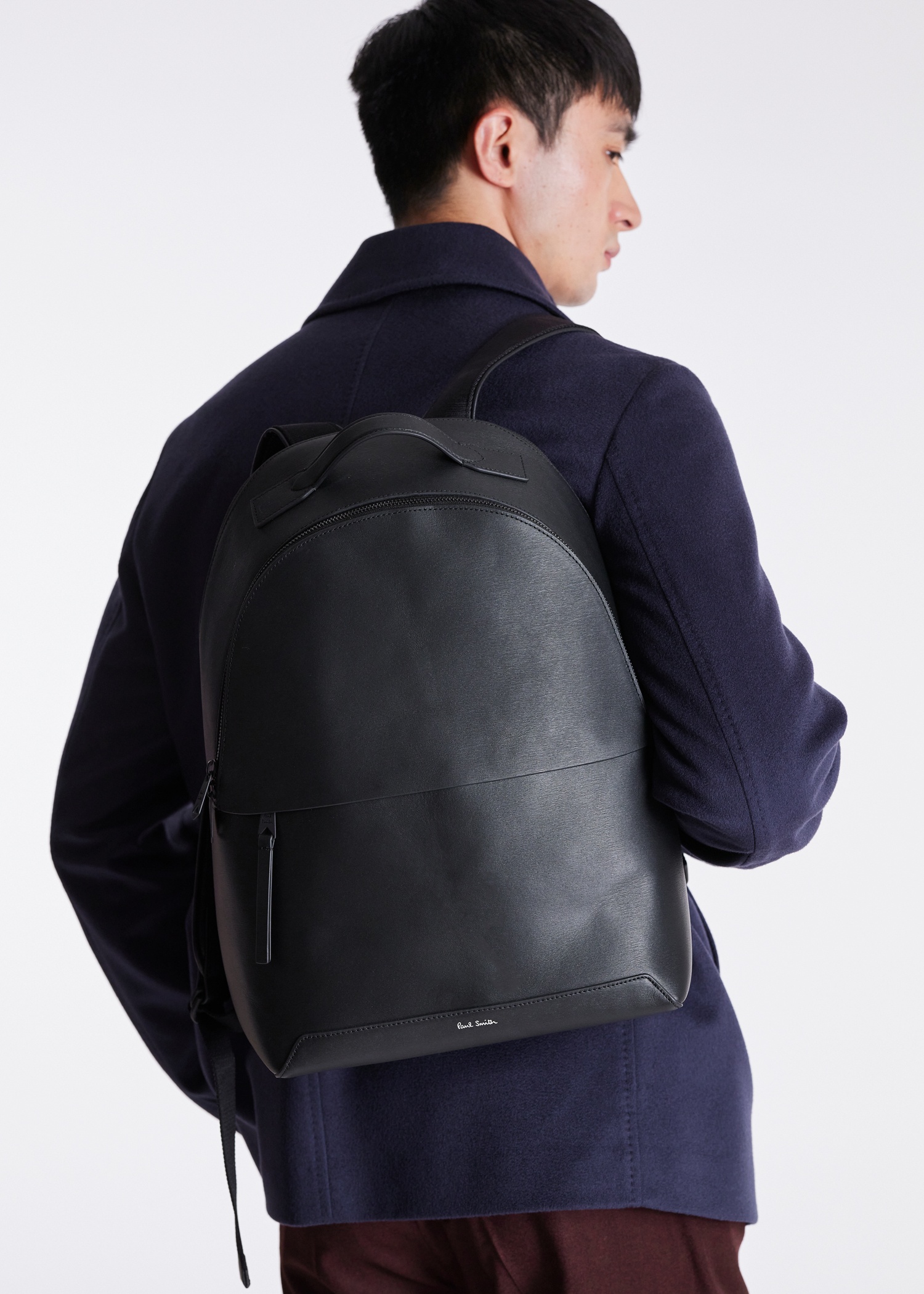 Black Embossed Leather Backpack - 7
