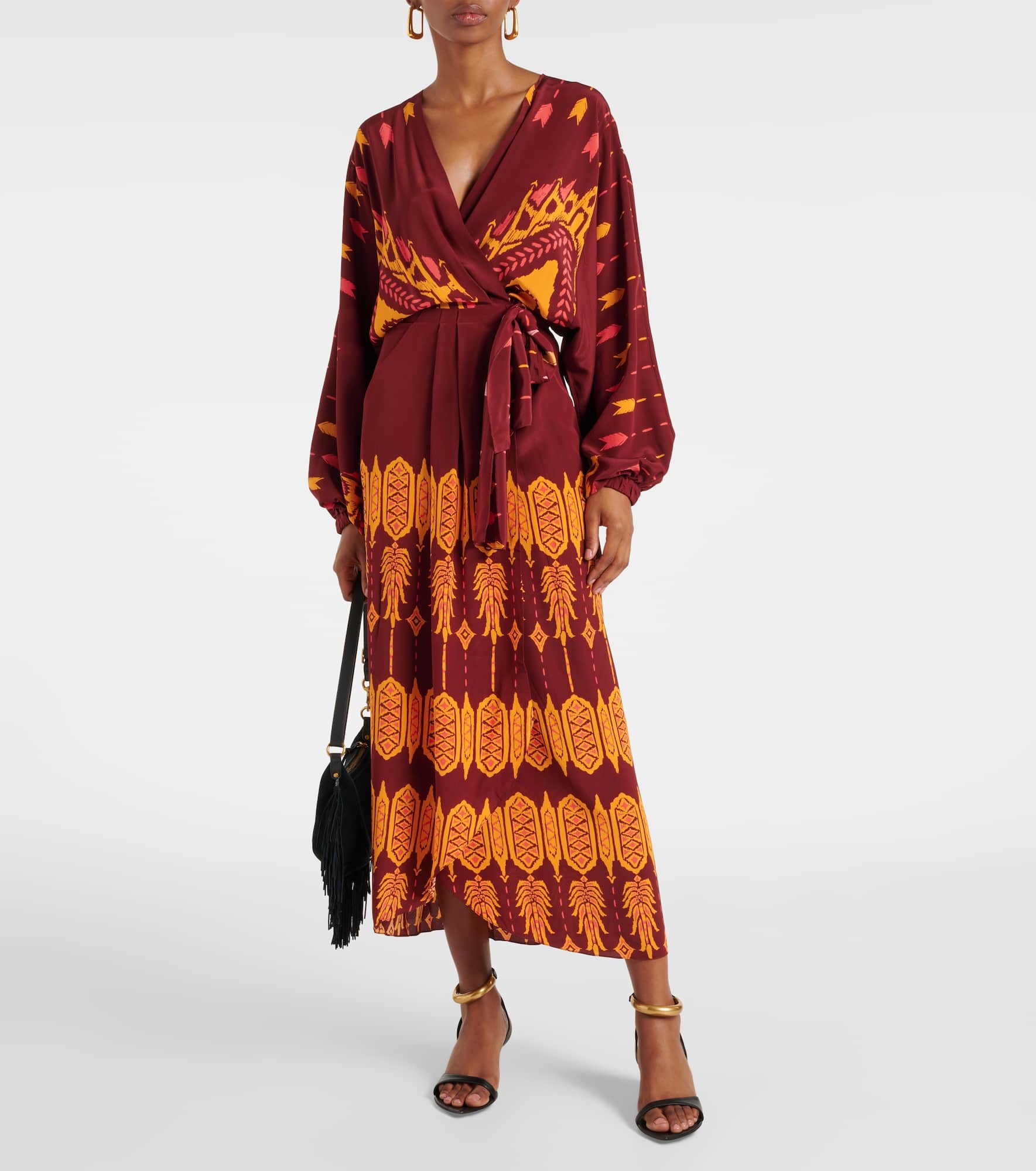 Printed silk wrap dress - 2