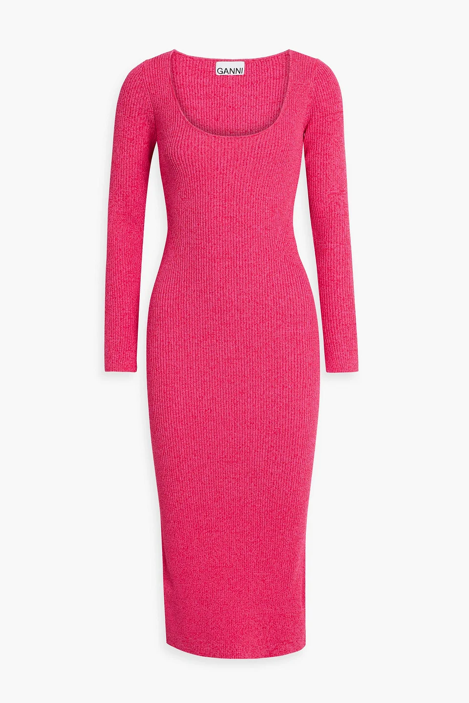 Marled ribbed-knit midi dress - 1