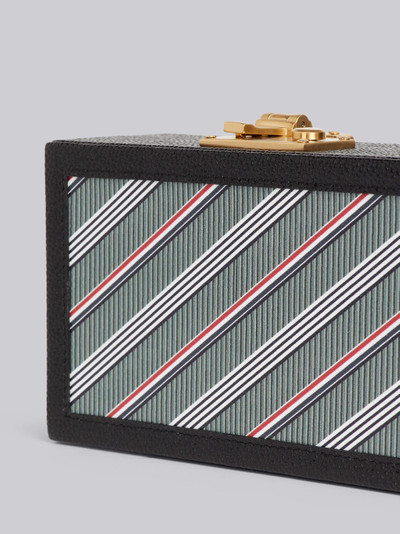 Thom Browne Medium Grey Monogram Coated Canvas Leather Frame Mini Trunk Clutch outlook