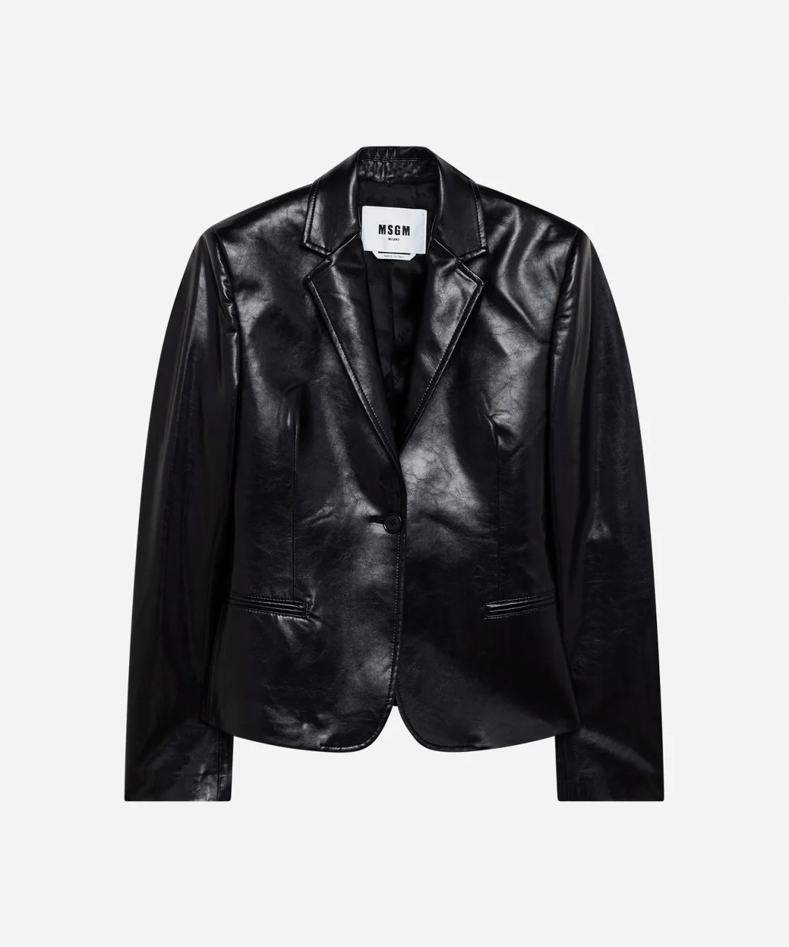 Single-breasted faux leather jacket - 1