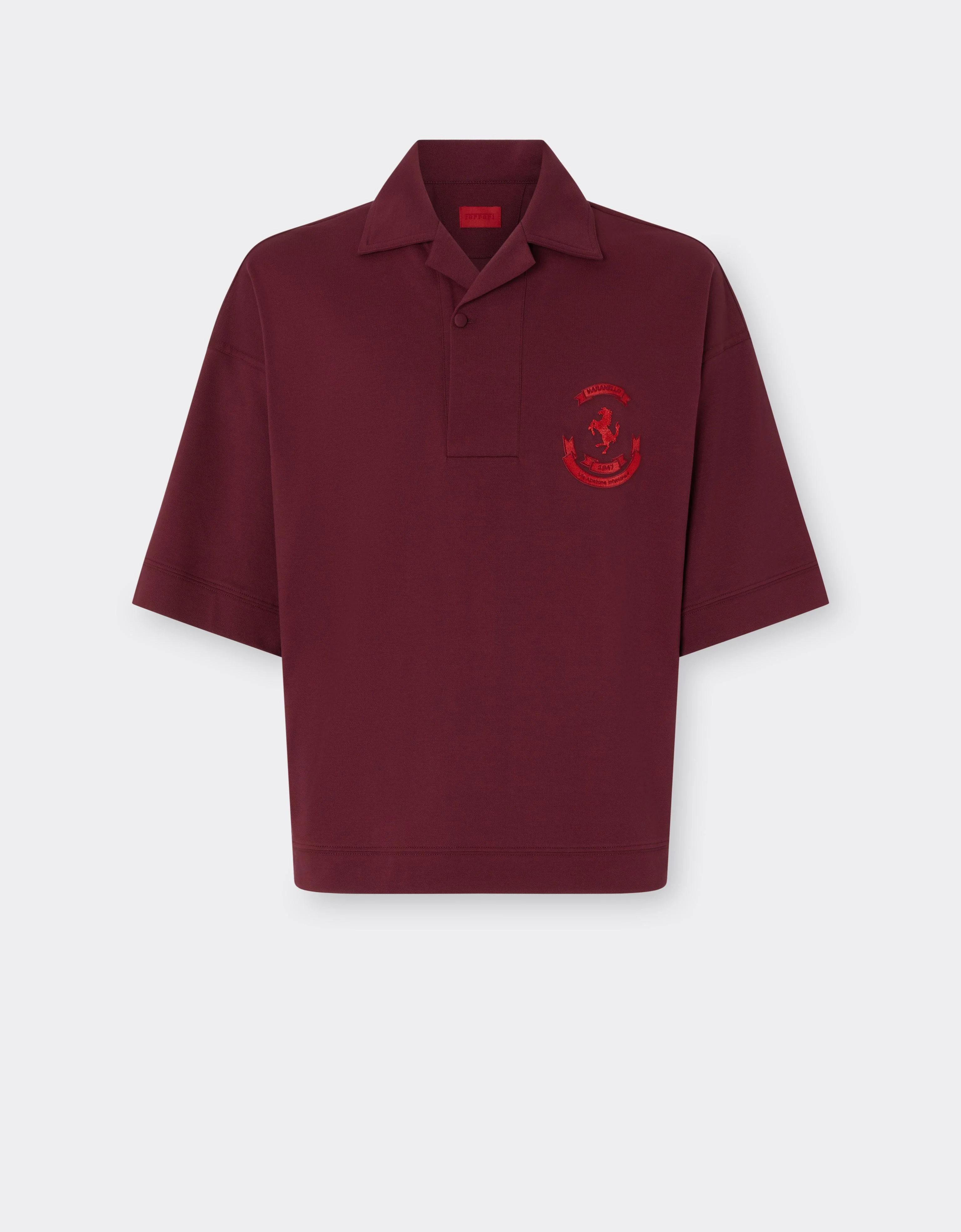 Cotton piqué polo shirt with Prancing Horse logo - 1