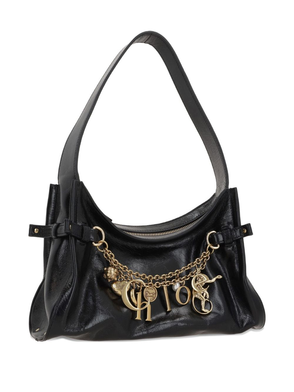 Charms embellished leather shoulder bag - 3
